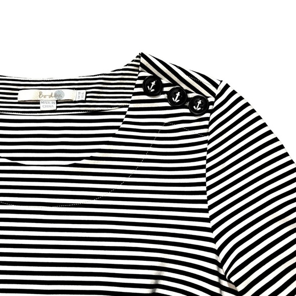 Boden Evie Ponte Knit Top Striped Anchor Buttons Navy Nautical Preppy US 6 WO146 - Picture 5 of 8